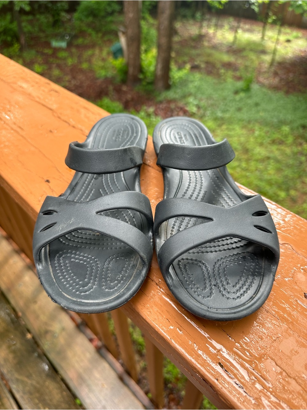 Crocs black slide sandals